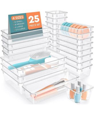 25 Plastic Drawer Organizer Trays Versatile Stackable Storage Bins
