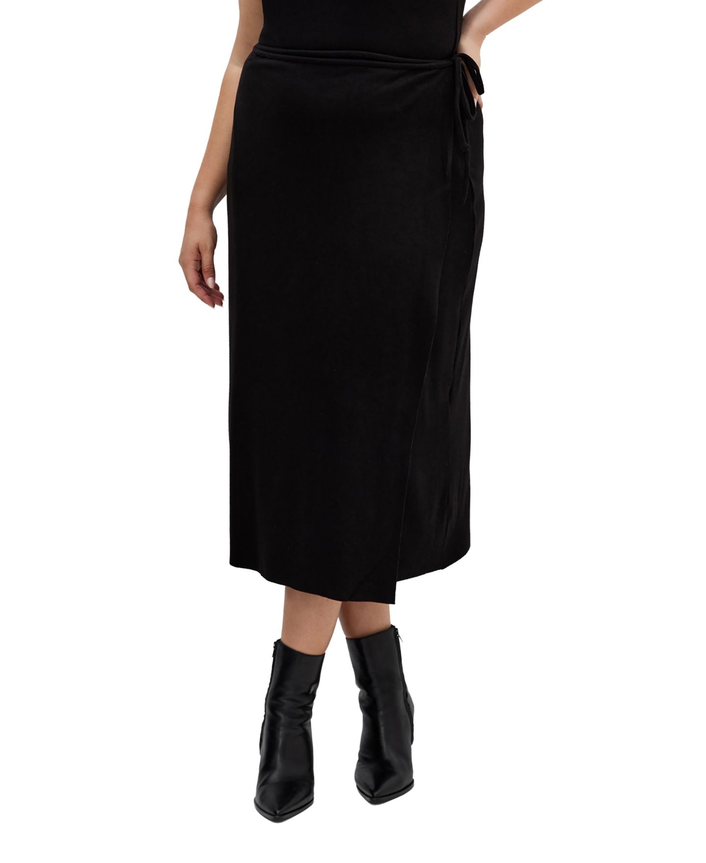 Женская юбка CITY CHIC Plus Size Callie Wrap Knit Midi, цвет: Чёрный — фото 1