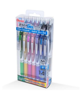 EnerGel RTX Liquid Gel Pen, (0.7mm) Medium Line, Assorted Ink, 14-pk plastic box