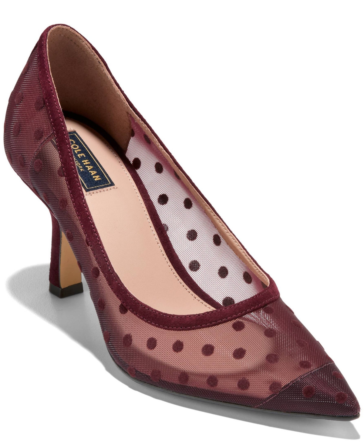 Cole Haan Women's Hansell Slip-On Pumps - Burgundy Polka Dot Mesh/Bloodstone Suede