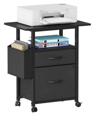 2 Drawer Mobile File Cabinet Printer Stand With Storage Shelf