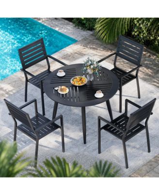 4-Person Metal Round Outdoor Dining Set (Set of 5)