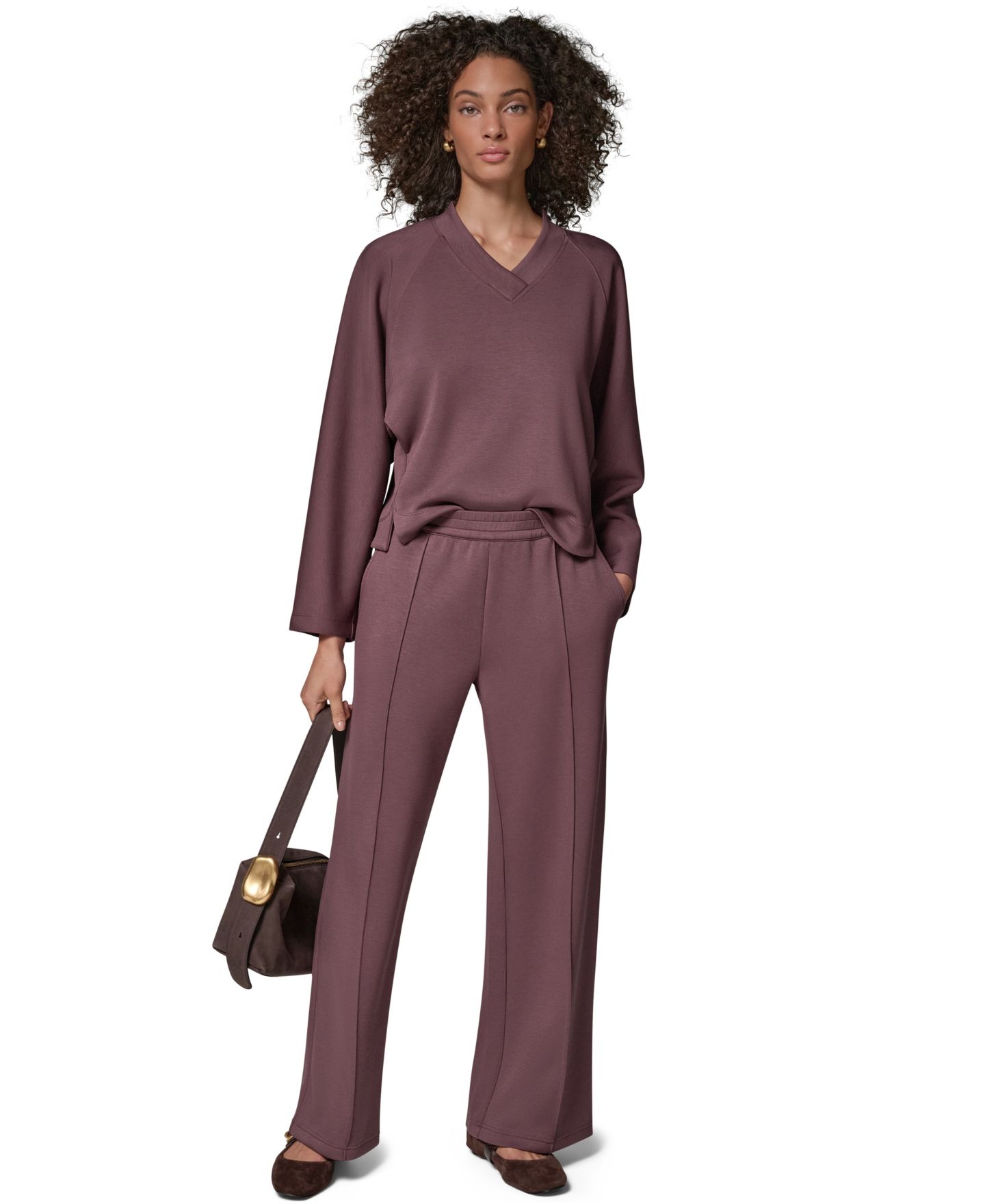 Женские брюки Donna Karan Weekend Jet Setter Mid-Rise Pull-On Wide-Leg, цвет: Розовый серо-коричневый — фото 14