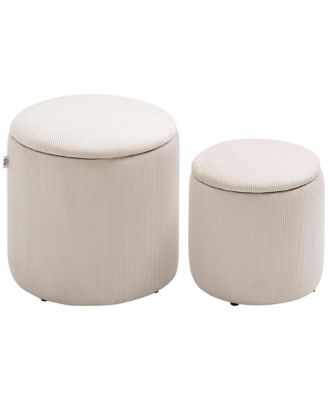 Ottoman with Storage Set of 2, Corduroy Stool