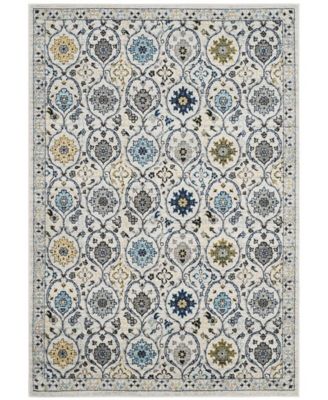 Evoke EVK210 Ivory and Blue 5'1" x 7'6" Area Rug