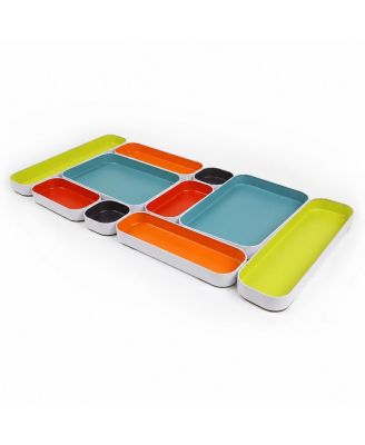 5 Piece Metal Drawer Organizer Tray Set Nestable Mix and Match Storage
