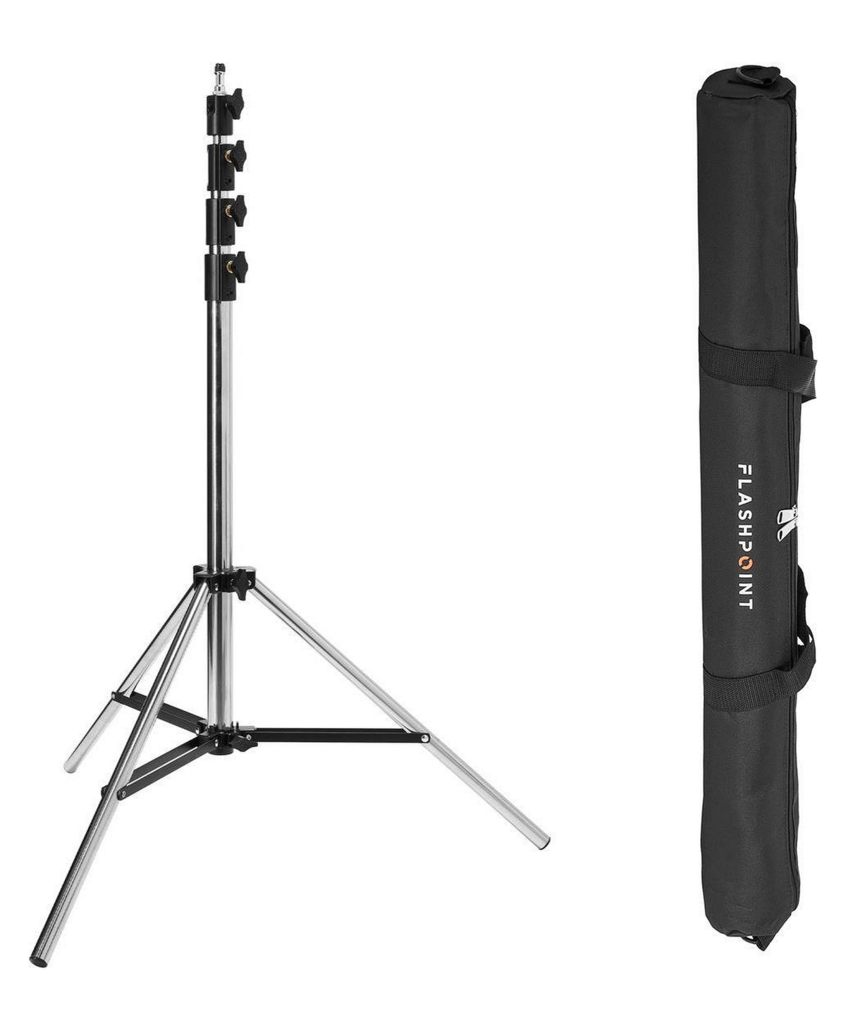 Flashpoint Pro Air-Cushioned Heavy-Duty Light Stand Chrome, 9.5'