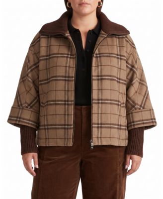 Plus Size Utopia Wool-Blend Funnel-Neck Cocoon Coat