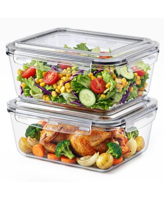 2 Pack 101.4 Oz Glass Food Storage Containers with Airtight Locking Lids