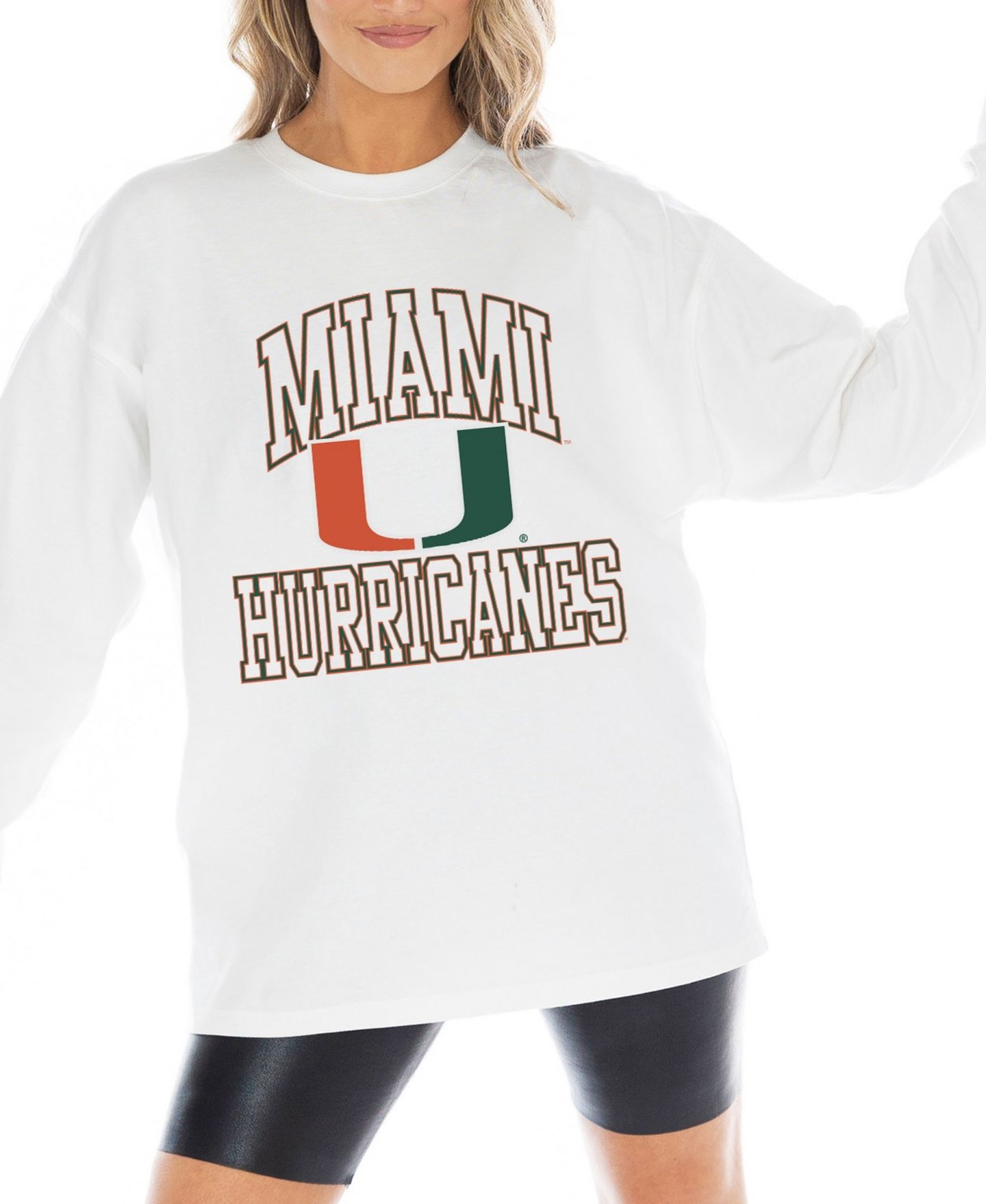 Женская футболка Gameday Couture White Miami Hurricanes Mind Games Oversized Long-Sleeve — фото 5