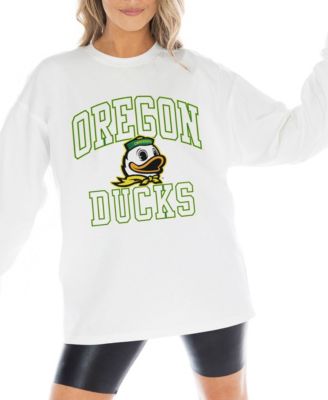 Women's White Oregon Ducks Mind Games Oversized Long-Sleeve T-Shirt
