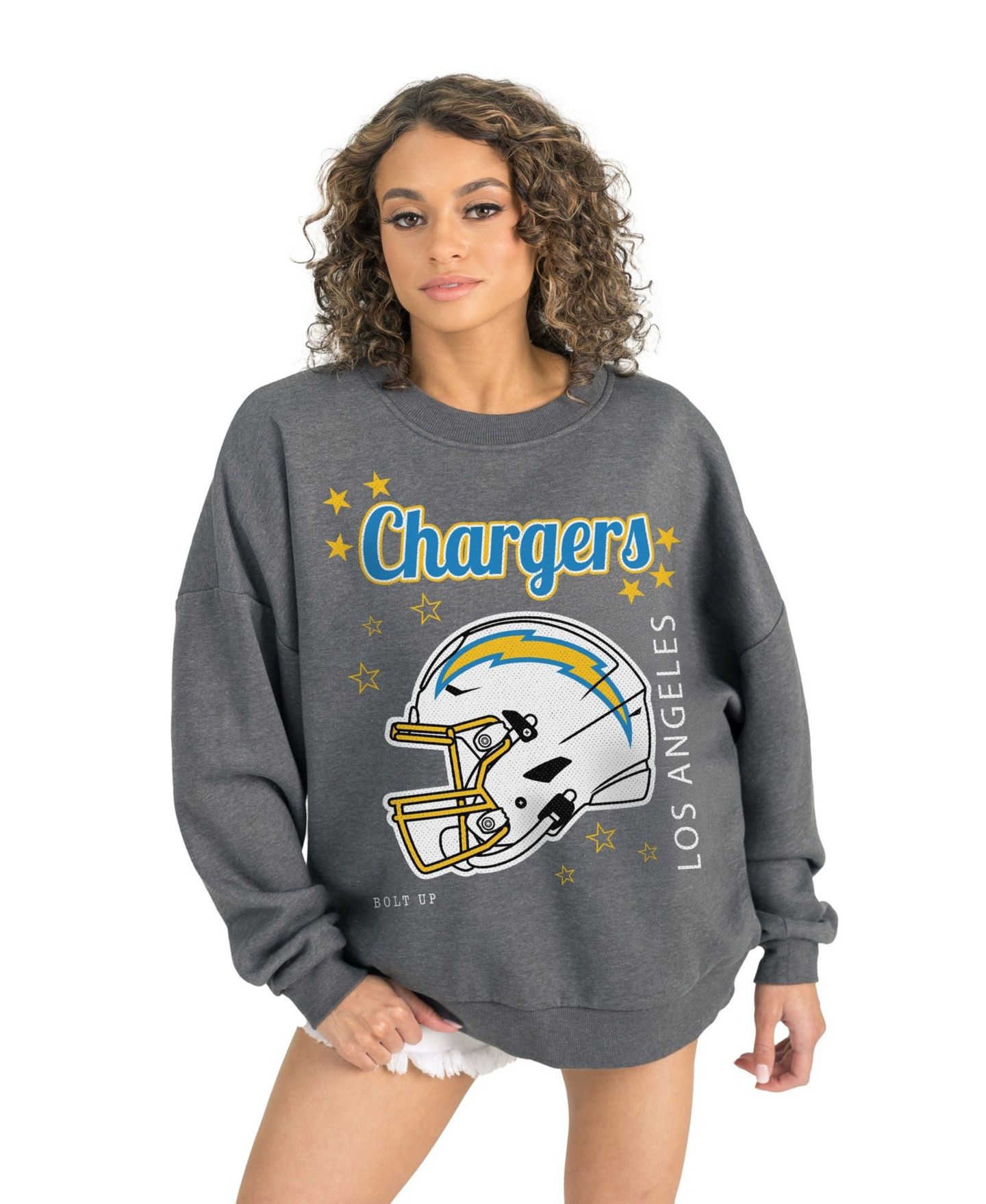 Женская толстовка Gameday Couture Gray Los Angeles Chargers Ready to Rumble Premium Fleece Pullover — фото 3