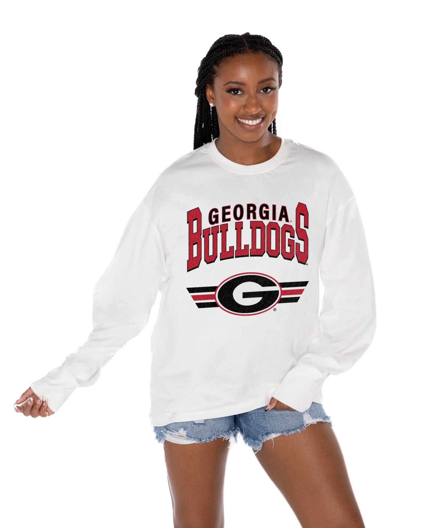Женская футболка Gameday Couture White Georgia Bulldogs Oversized Swift Strike Long-Sleeve — фото 1