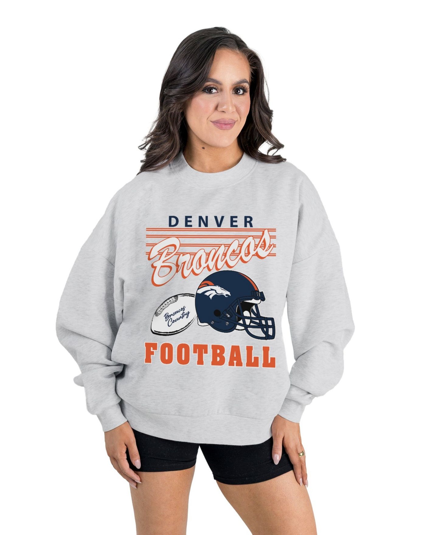 Женская толстовка Gameday Couture Ash Denver Broncos Home Turf Oversized Premium Fleece Pullover — фото 1