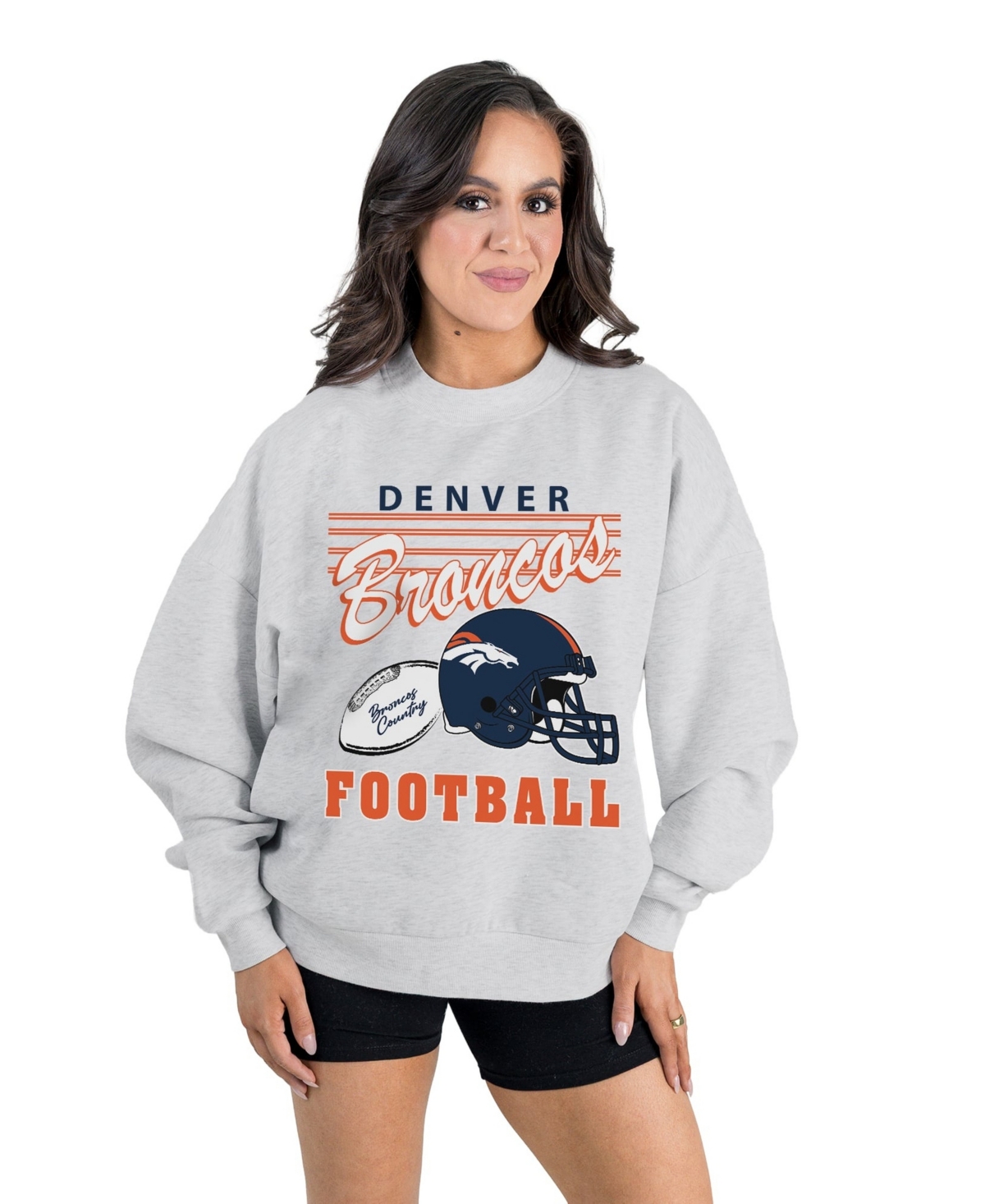 Gameday Couture Women's Ash Denver Broncos Home Turf Oversized Premium Fleece Pullover Sweatshirt - Ash