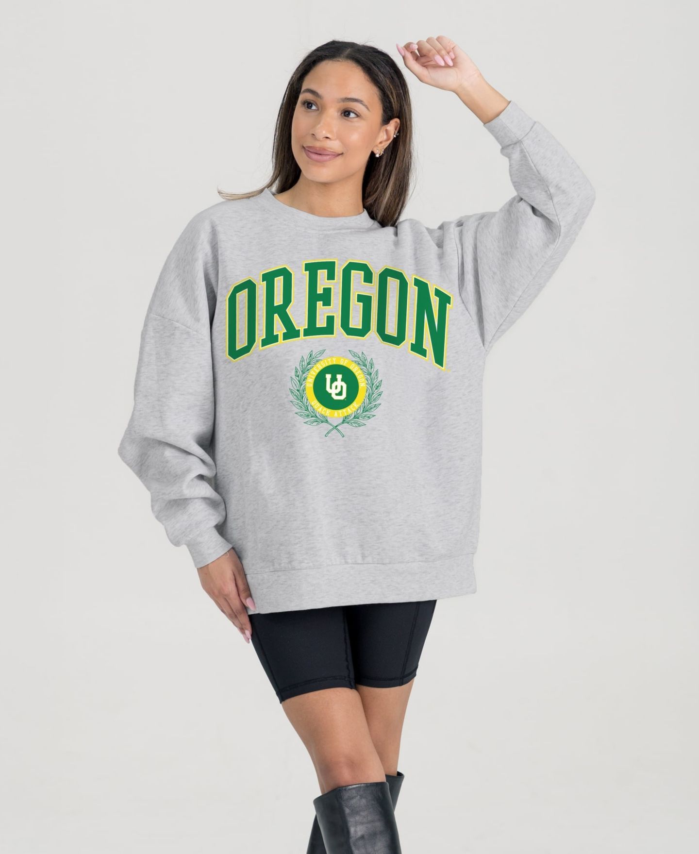 Женская толстовка Gameday Couture Ash Oregon Ducks Oversized Tradition Refined Premium Fleece — фото 2