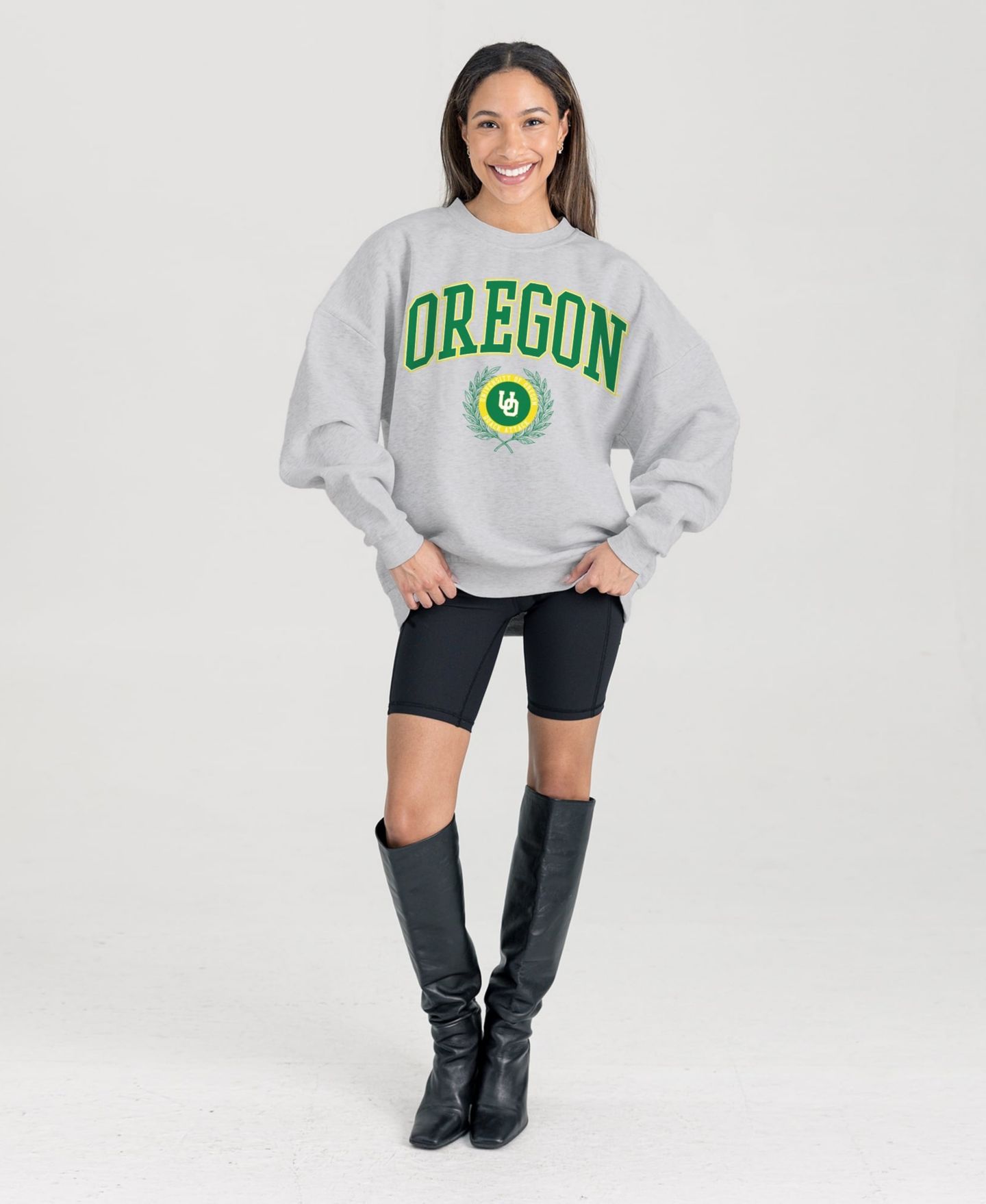 Женская толстовка Gameday Couture Ash Oregon Ducks Oversized Tradition Refined Premium Fleece — фото 1