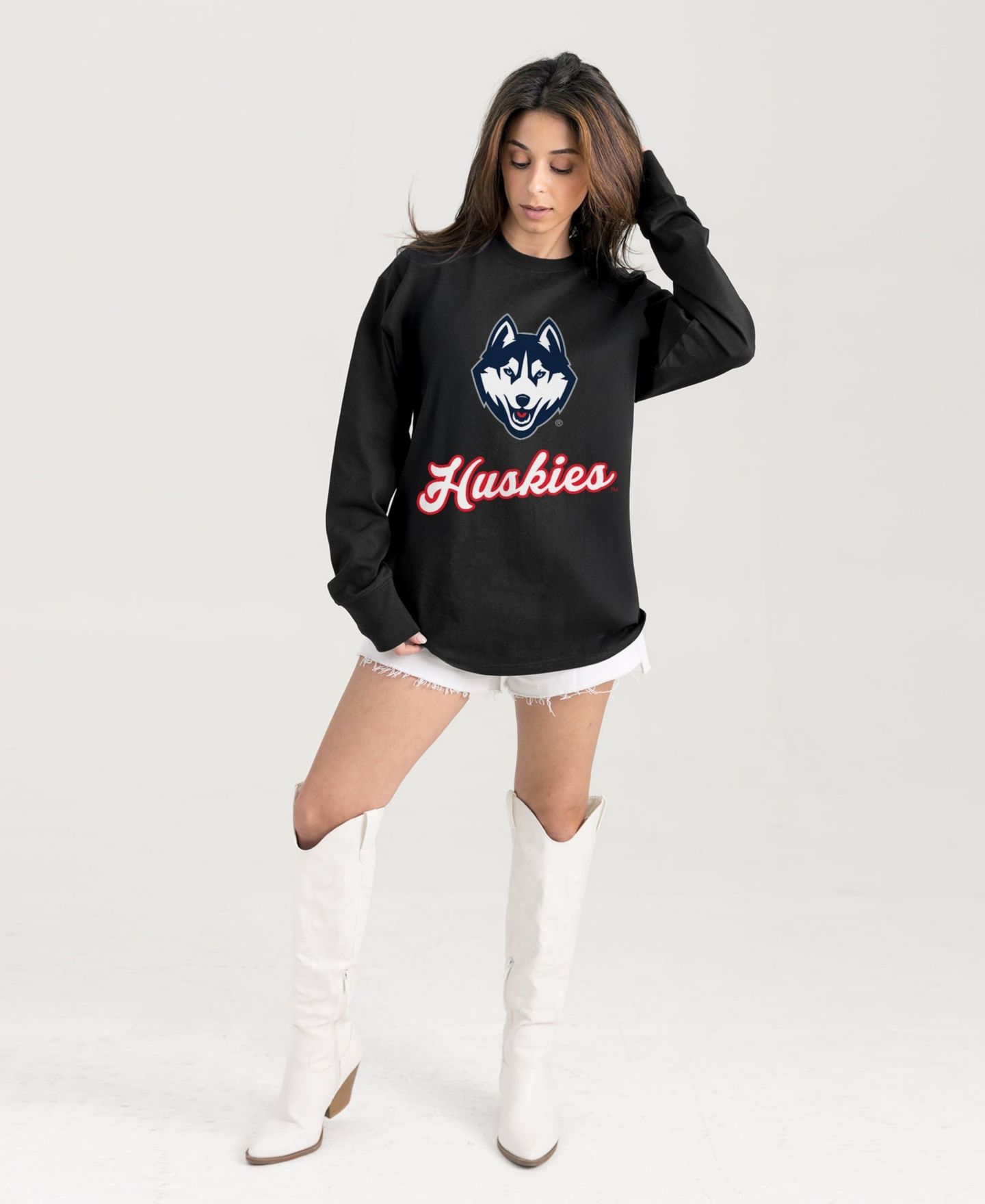 Женская футболка Gameday Couture Black UConn Huskies Oversized Honor Roll Long-Sleeve — фото 1