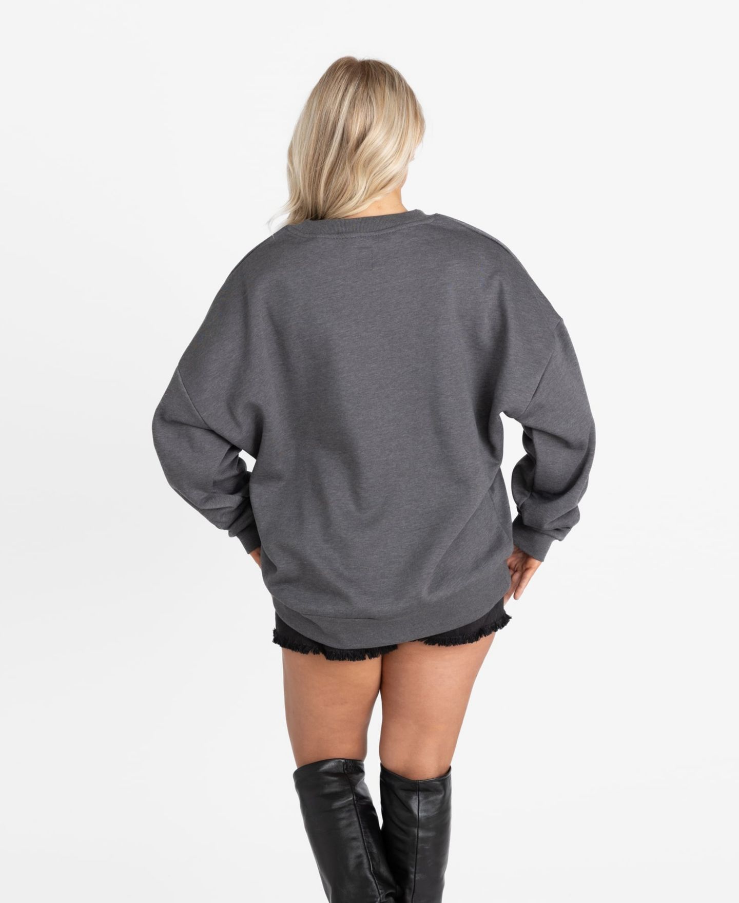 Женская толстовка Gameday Couture Charcoal Nebraska Huskers Oversized Rising Stars Premium Fleece Drop Shoulder — фото 2