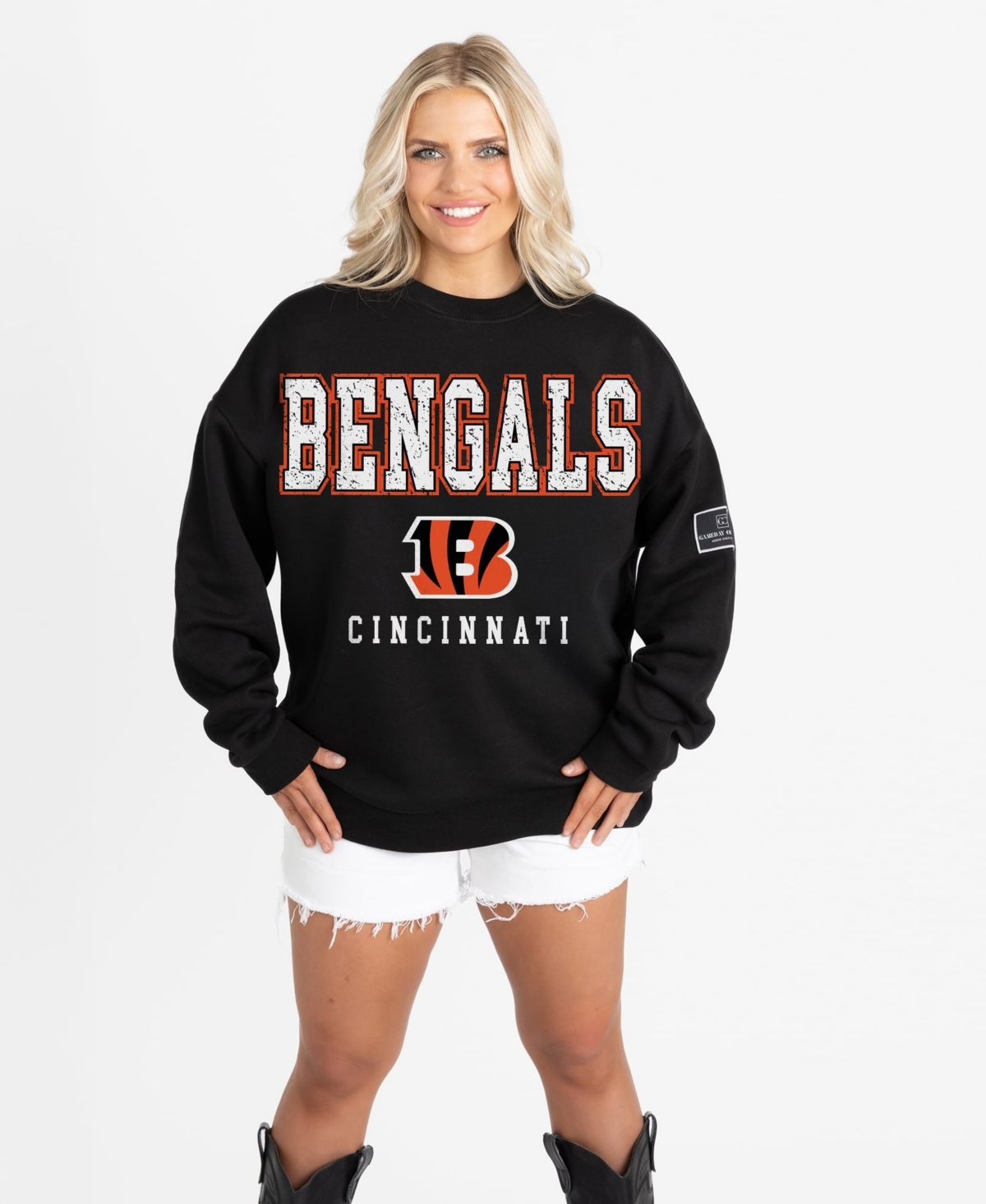 Gameday Couture Women's Black Cincinnati Bengals Oversized Level Up Black Label Premium Fleece Sweatshirt - Black