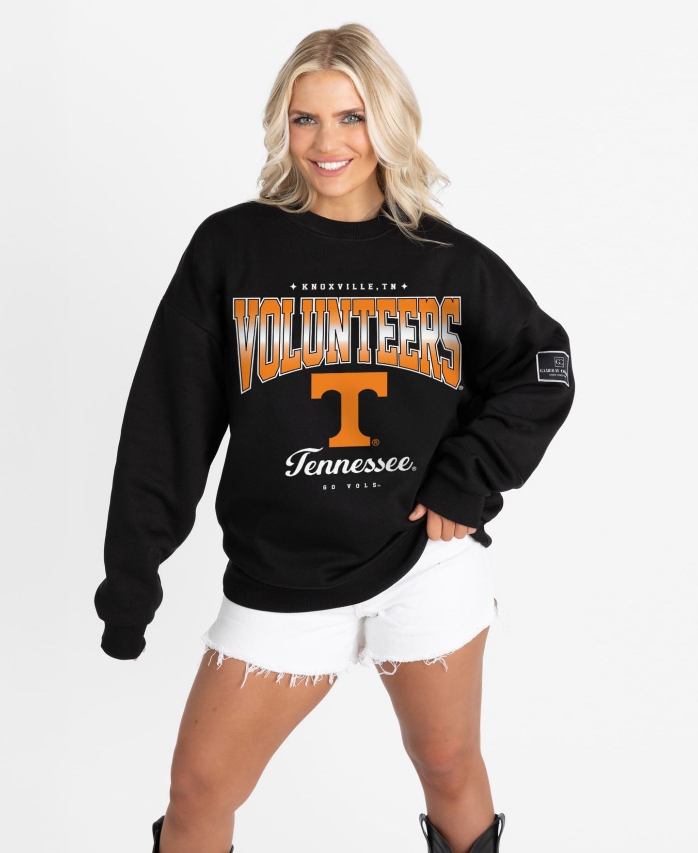Женская толстовка Gameday Couture Black Tennessee Volunteers Oversized Powerhouse Play Black Label Premium Fleece — фото 4