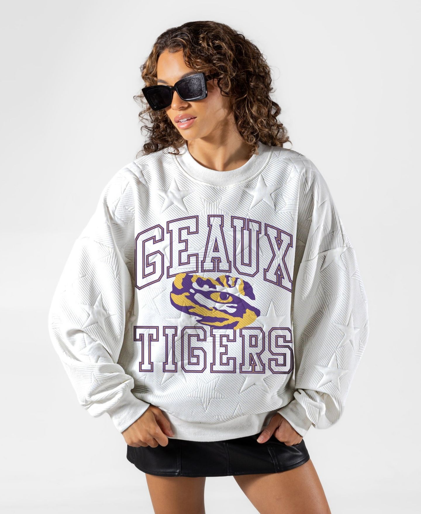 Женская толстовка Gameday Couture White LSU Tigers Big Play Energy Tonal Star Embossed — фото 4