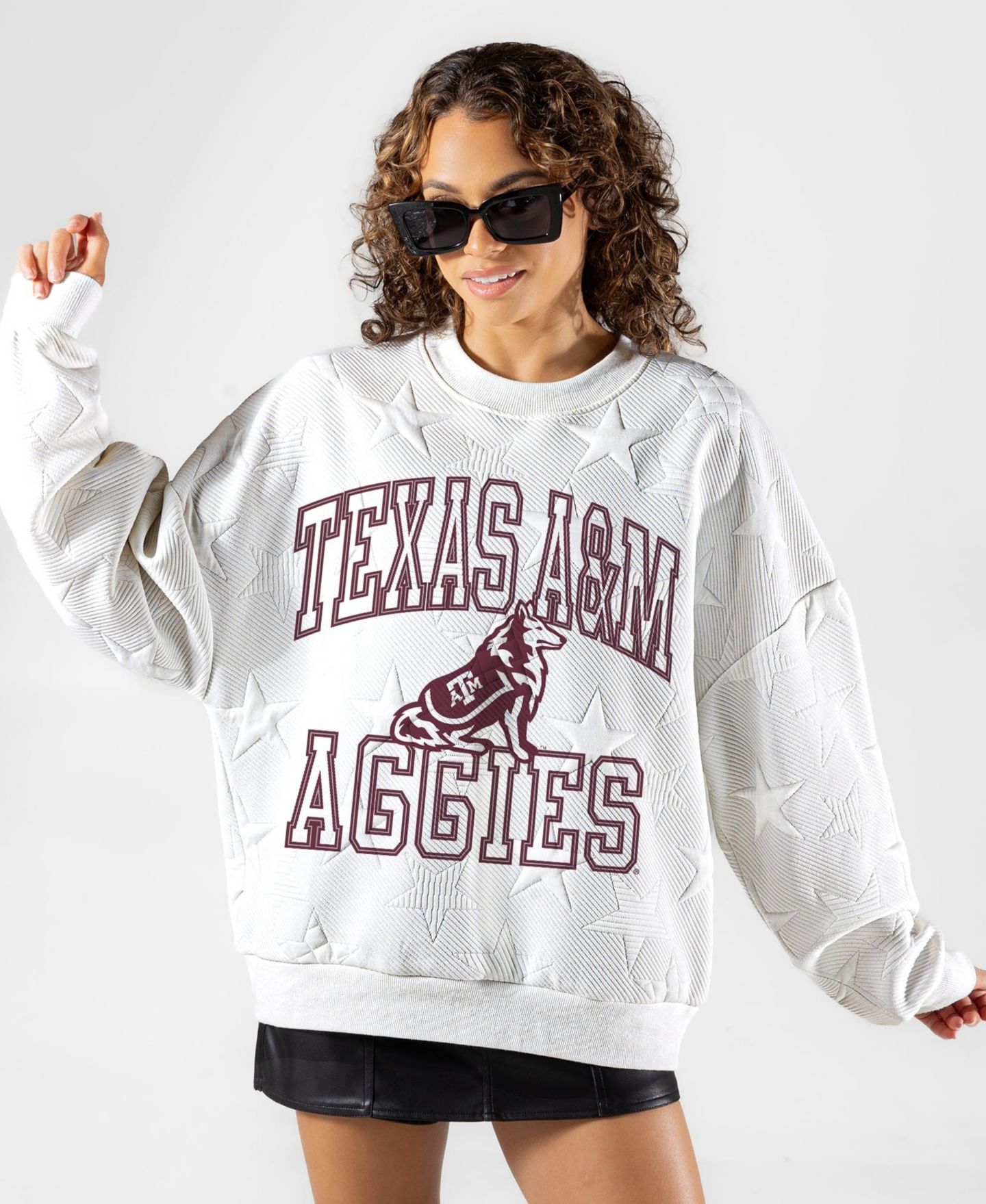 Женская толстовка Gameday Couture White Texas A&M Aggies Big Play Energy Tonal Star Embossed — фото 1