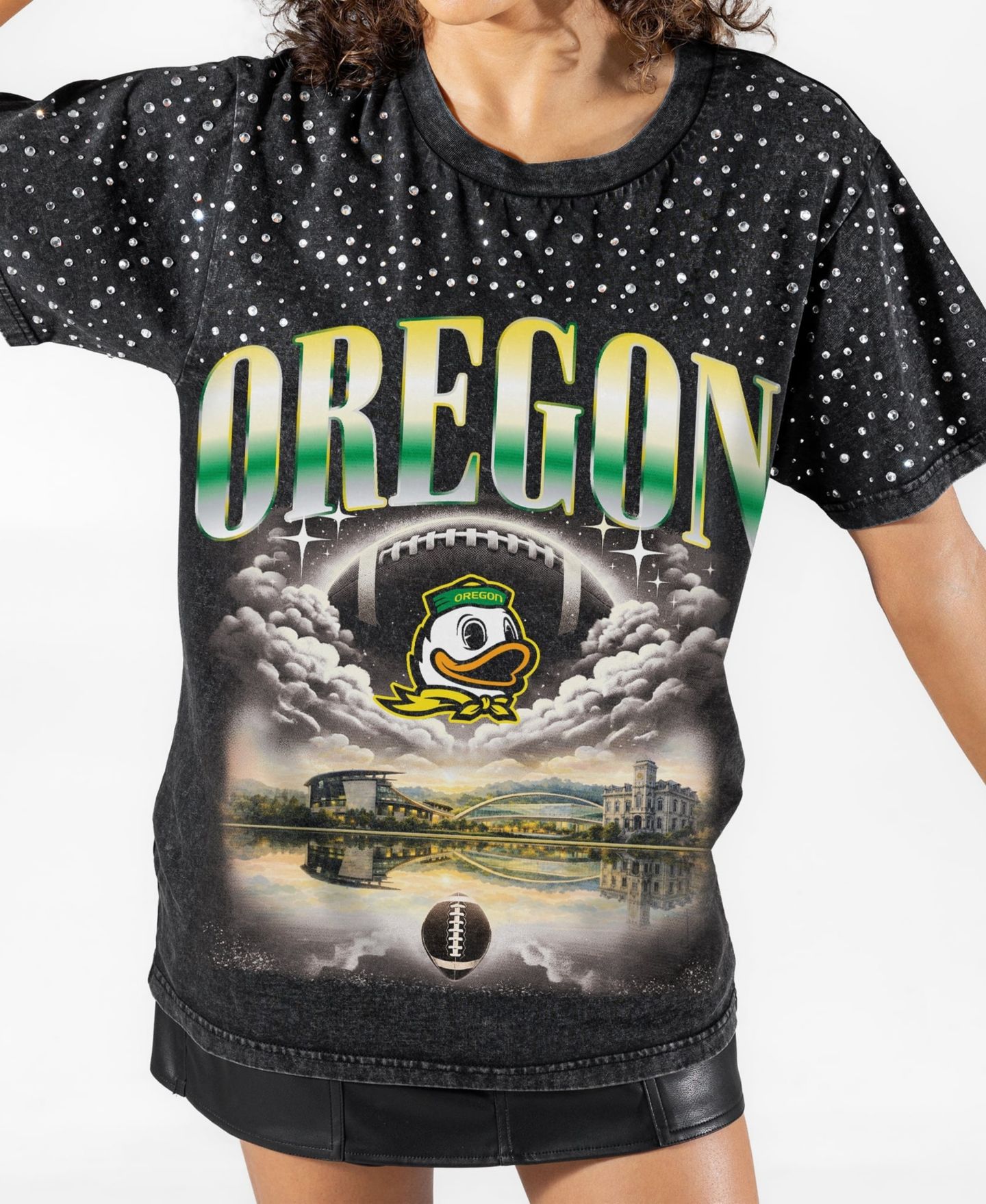 Женская футболка Gameday Couture Black Oregon Ducks Sky's the Limit Washed Micro Rhinestone — фото 4
