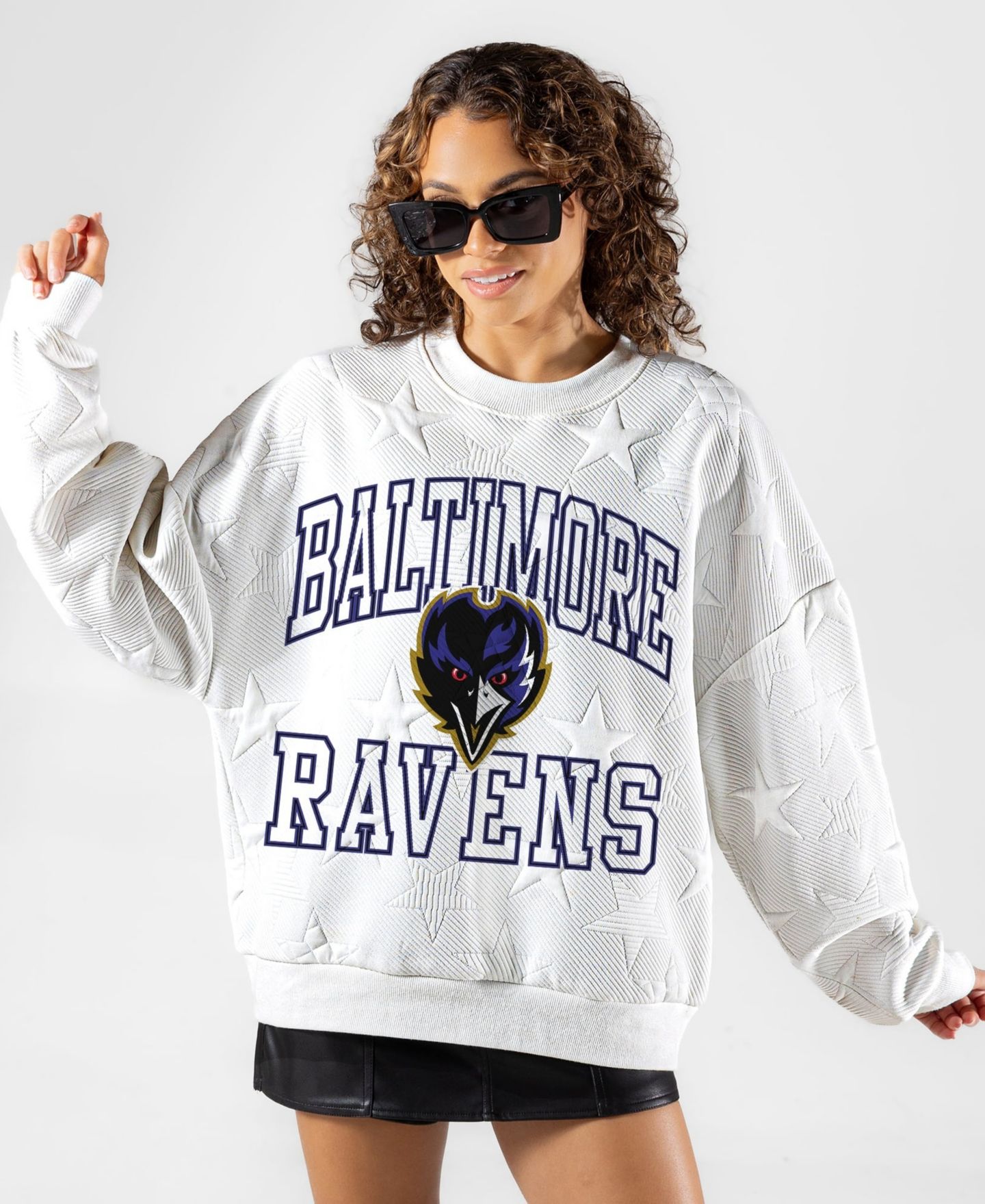 Женская толстовка Gameday Couture White Baltimore Ravens Big Play Energy Tonal Star Embossed — фото 4