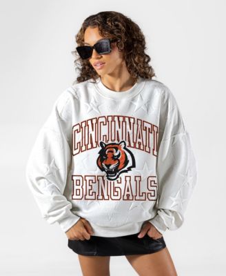 Women's White Cincinnati Bengals Big Play Energy Tonal Star Embossed Sweatshirt