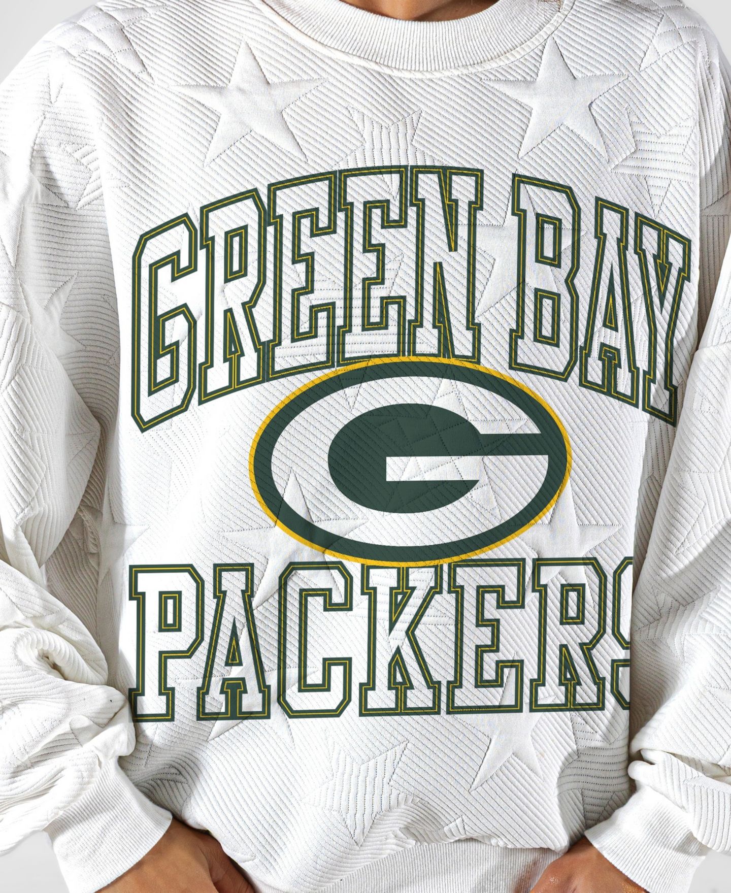 Женская толстовка Gameday Couture White Green Bay Packers Big Play Energy Tonal Star Embossed — фото 5