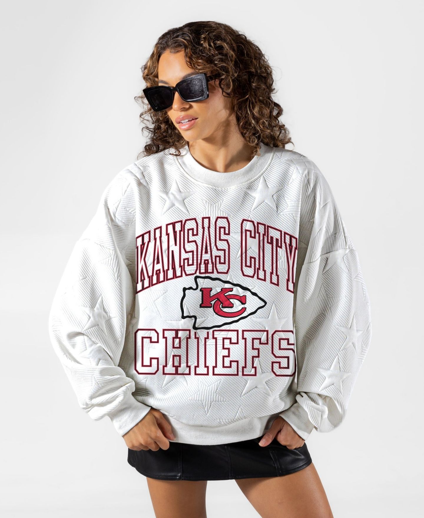 Женская толстовка Gameday Couture White Kansas City Chiefs Big Play Energy Tonal Star Embossed — фото 1