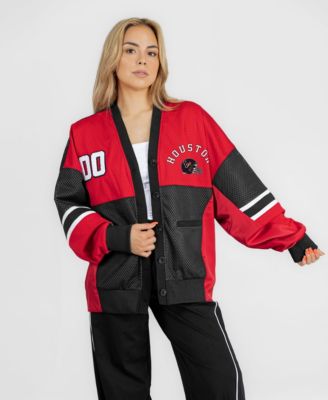 Women's Red Houston Texans MVP Era Satin Button-Down Cardigan