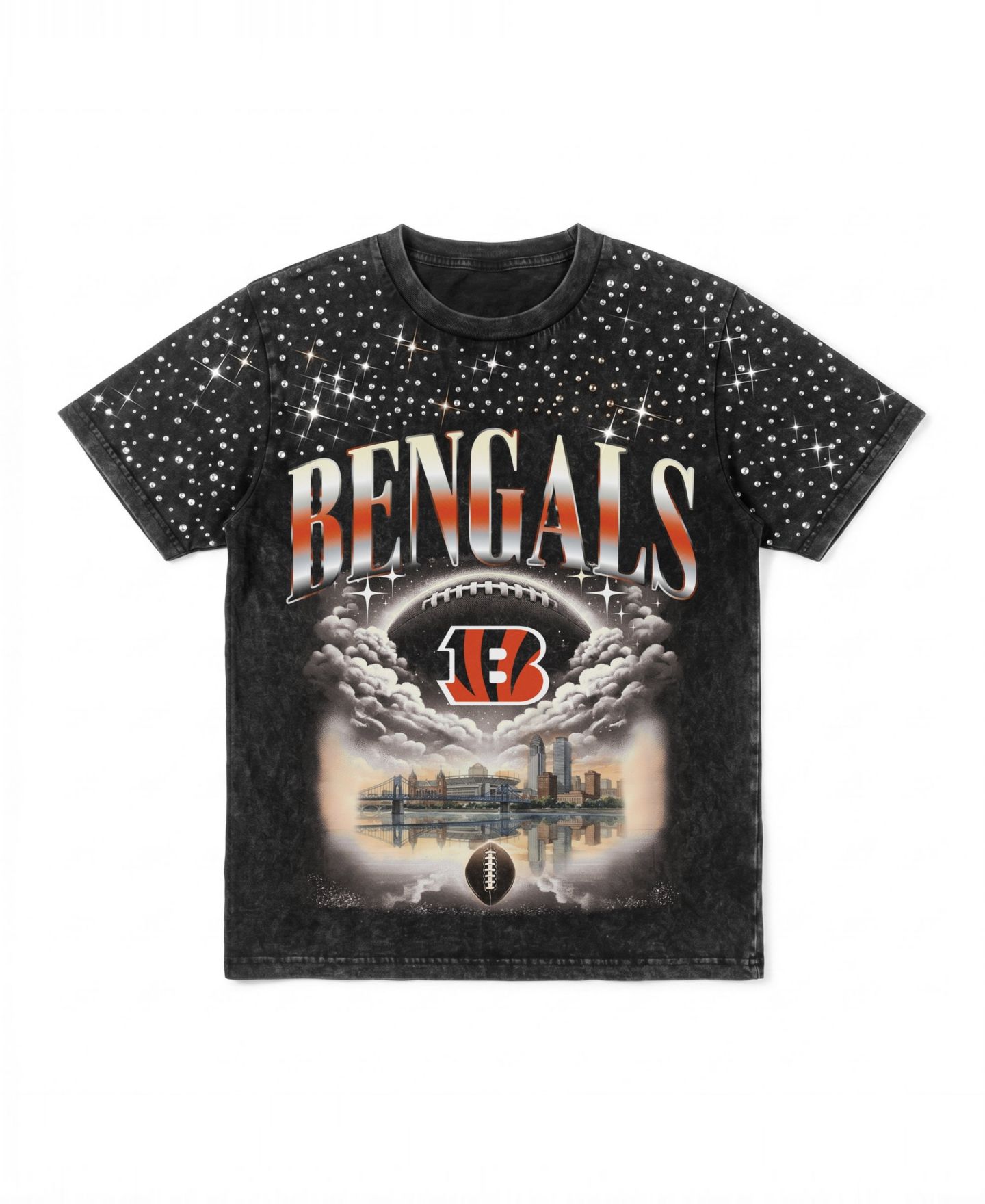 Женская футболка Gameday Couture Black Cincinnati Bengals Sky's the Limit Washed Micro Rhinestone — фото 5