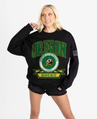Women's Black Oregon Ducks Oversized Victory Lane Black Label Premium Fleece Sweatshirt