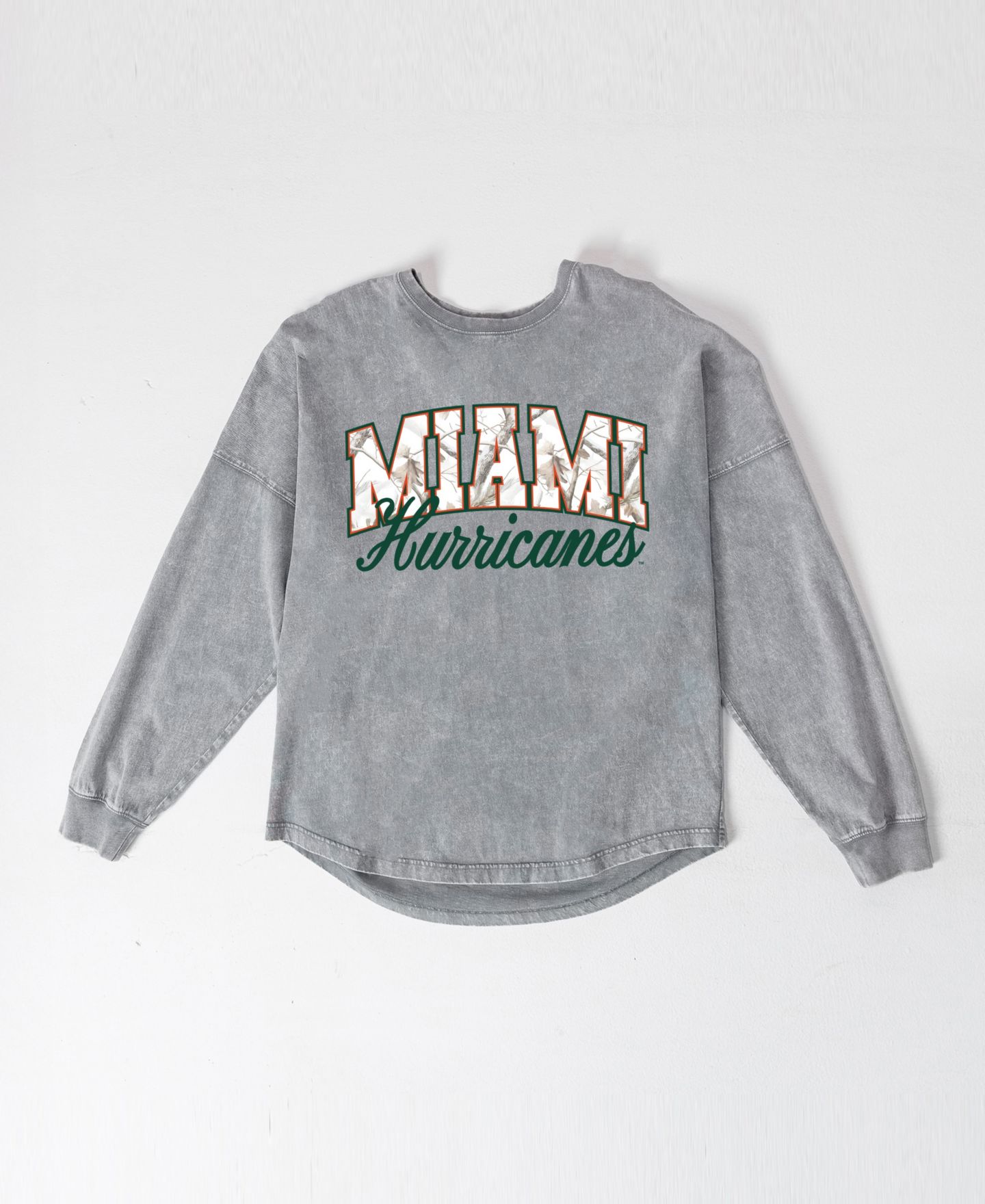 Женская футболка Gameday Couture Gray Miami Hurricanes Snow Wash Oversized Long-Sleeve — фото 5