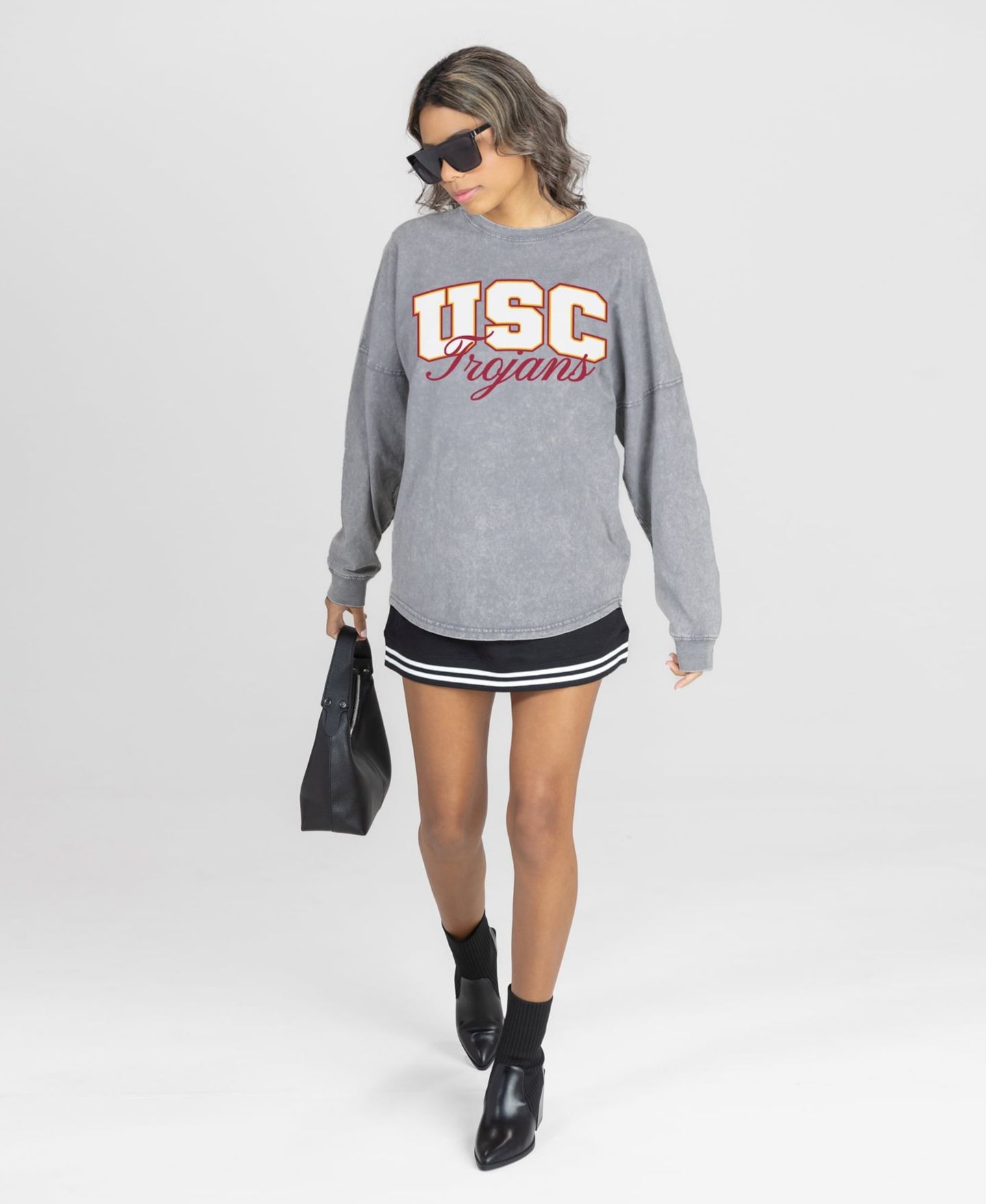Женская футболка Gameday Couture Gray USC Trojans Snow Wash Oversized Long-Sleeve — фото 3