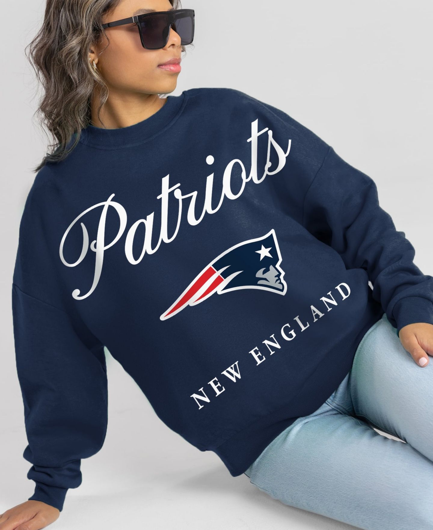 Женская толстовка Gameday Couture Navy New England Patriots Legacy Club Premium Fleece Drop Shoulder Oversized — фото 4
