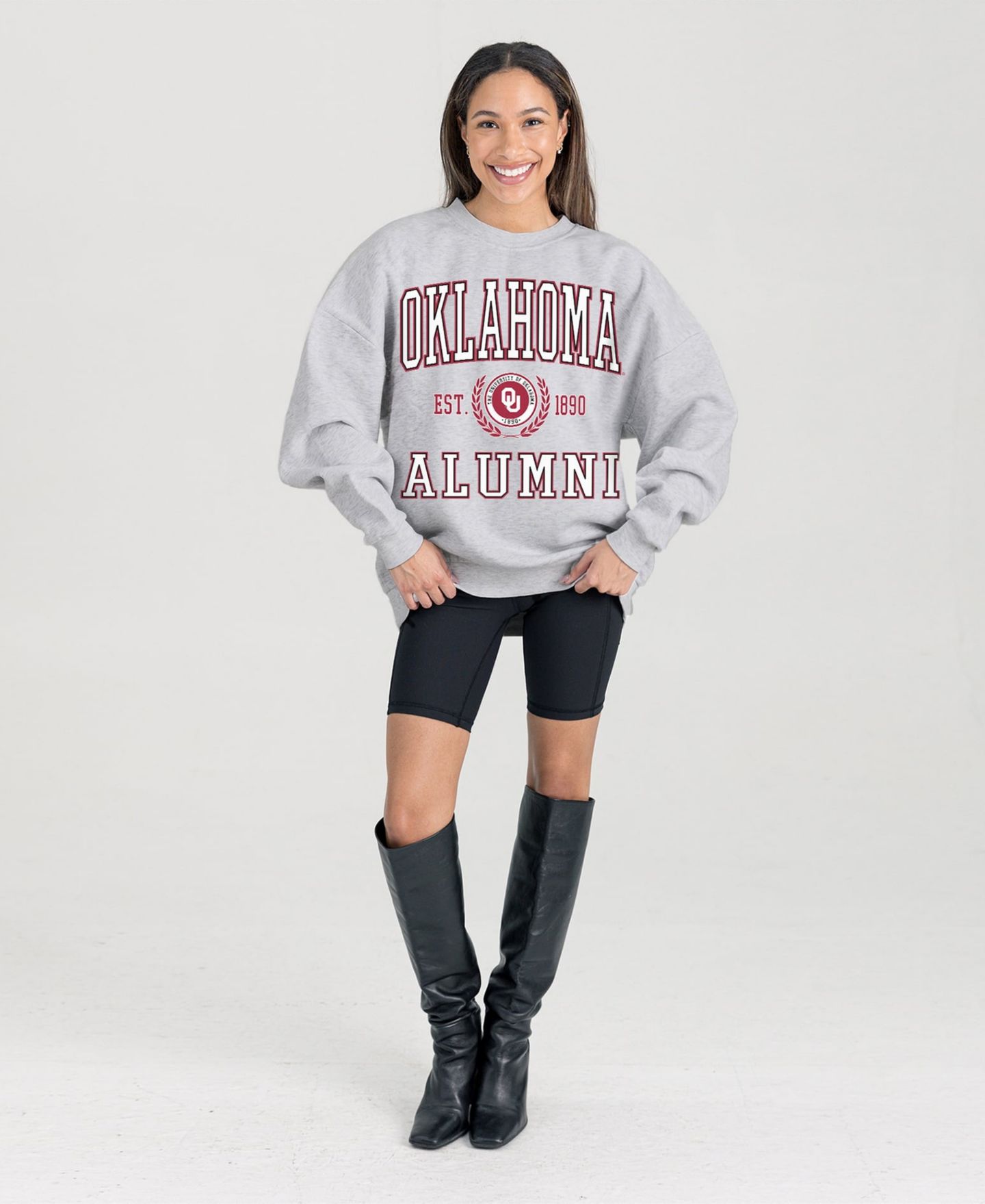 Женская толстовка Gameday Couture Ash Oklahoma Sooners Degree Unlocked Oversized Premium Fleece — фото 3