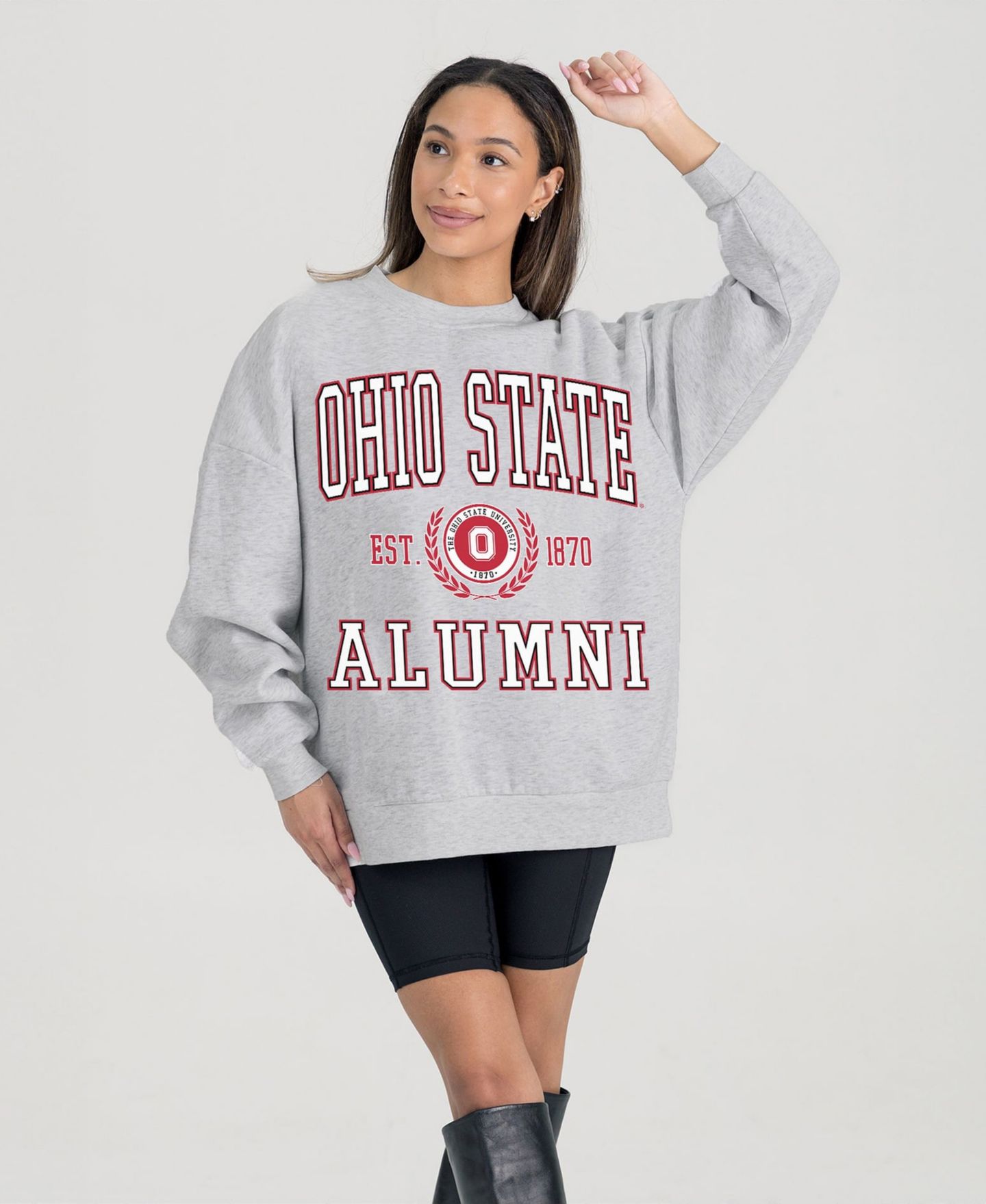 Женская толстовка Gameday Couture Ash Ohio State Buckeyes Degree Unlocked Oversized Premium Fleece — фото 1