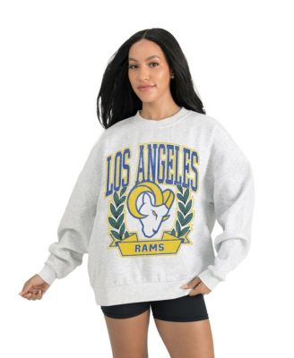 Women's Ash Los Angeles Rams Oversized Heritage Premium Fleece Sweatshirt