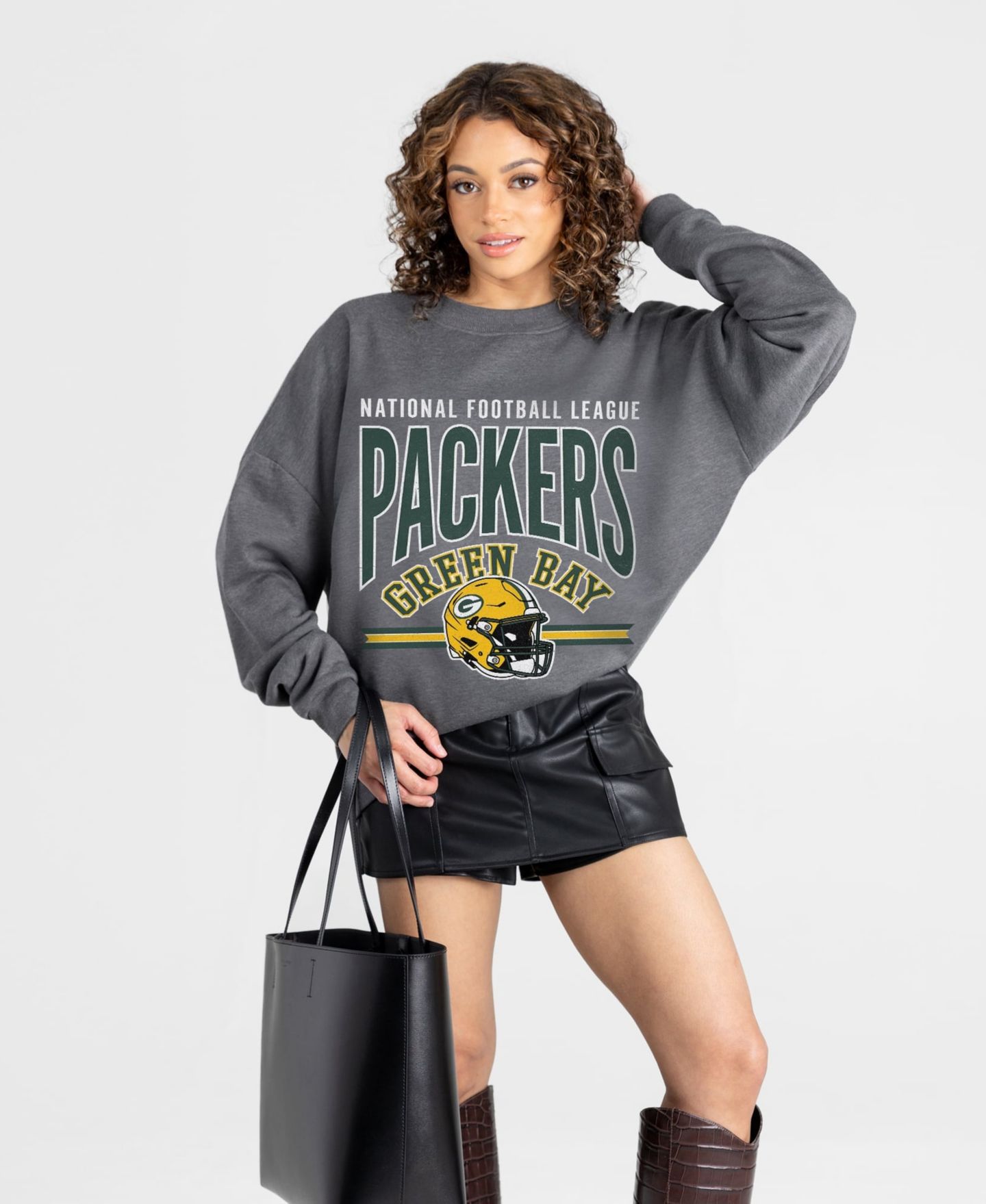 Женская толстовка Gameday Couture Charcoal Green Bay Packers Kickoff Classic Oversized Premium Drop Shoulder — фото 4