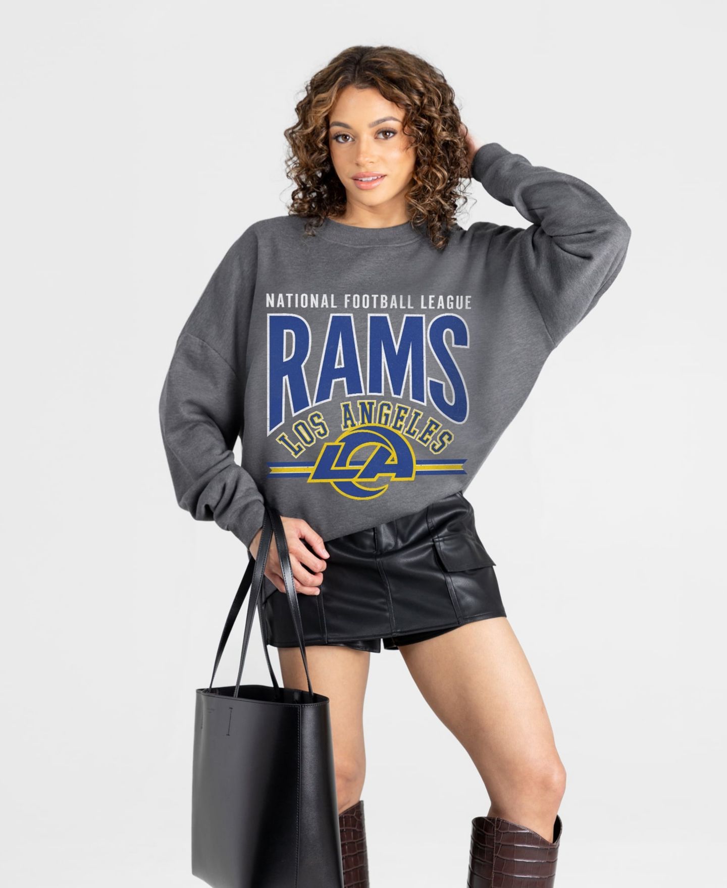 Женская толстовка Gameday Couture Charcoal Los Angeles Rams Kickoff Classic Oversized Premium Drop Shoulder — фото 4
