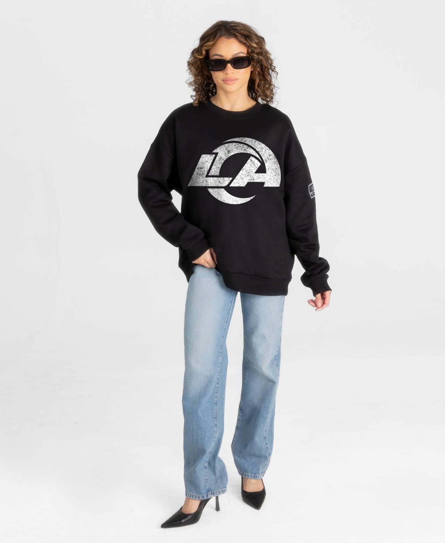 Женская толстовка Gameday Couture Black Los Angeles Rams Bold Move Black Label Premium Drop Shoulder — фото 3