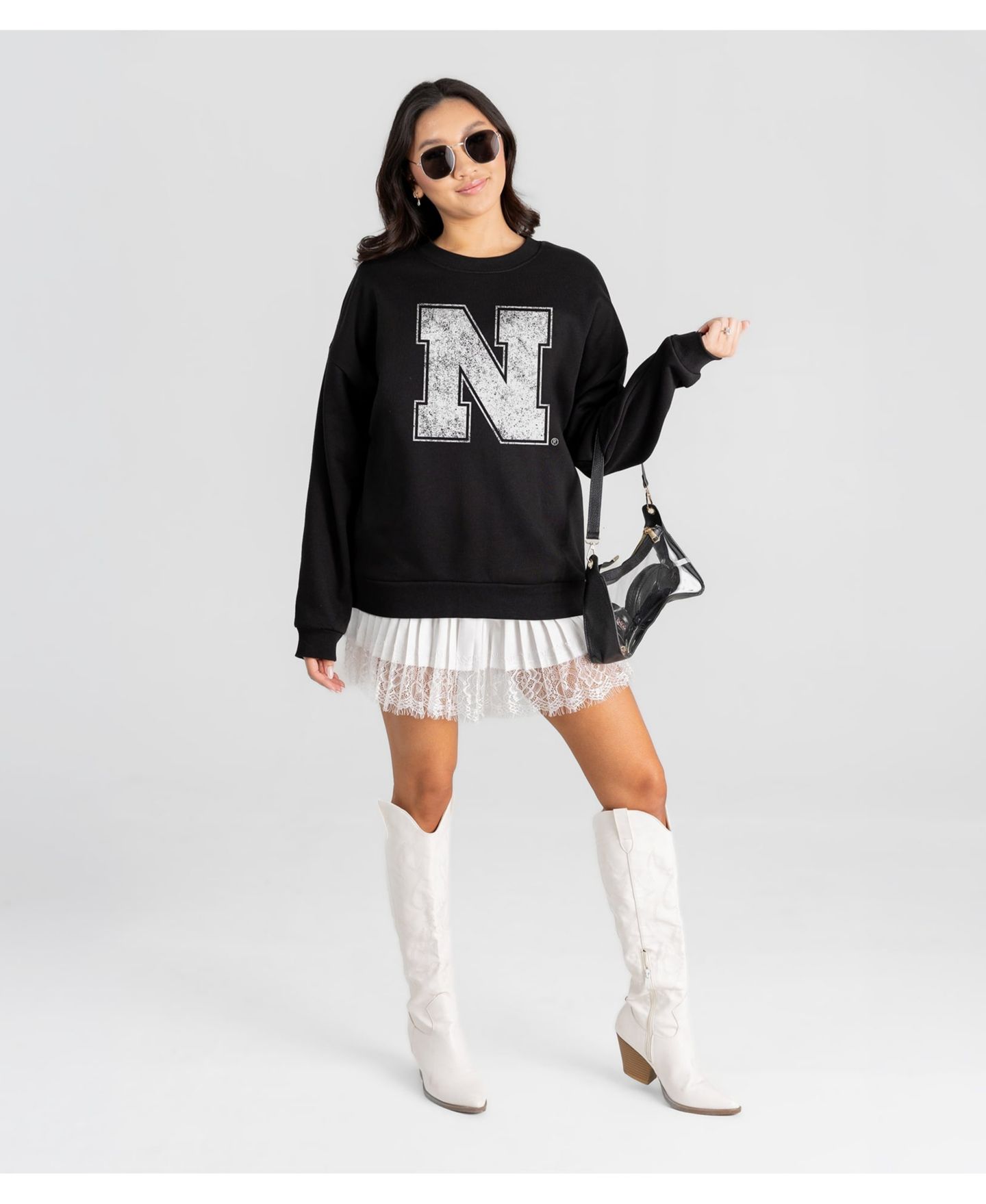Женская толстовка Gameday Couture Black Nebraska Huskers Bold Move Black Label Premium Drop Shoulder — фото 4