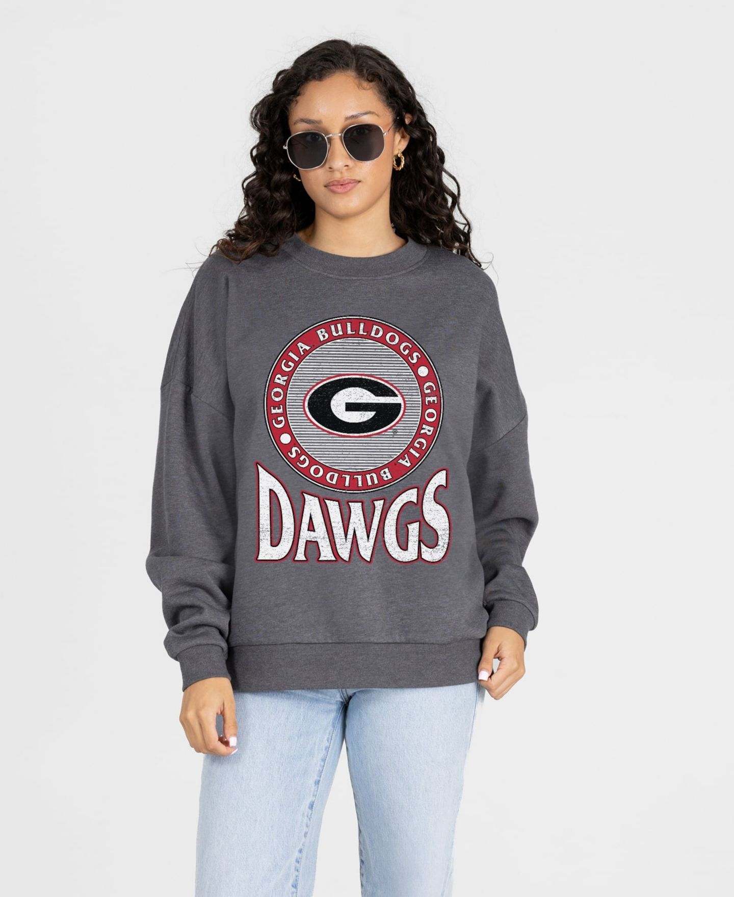 Женская толстовка Gameday Couture Charcoal Georgia Bulldogs Saturday Seal Oversized Premium Drop Shoulder — фото 1