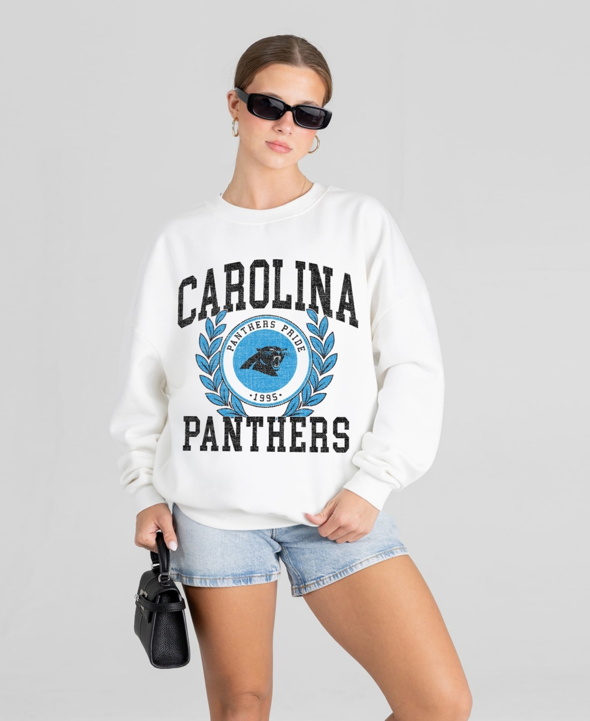 Gameday Couture Women's White Carolina Panthers Gold Standard Oversized Premium Drop Shoulder Sweatshirt - White