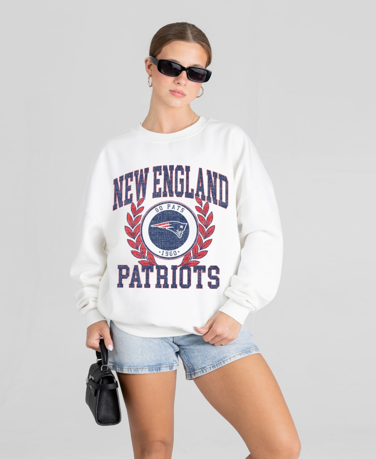 Gameday Couture Women's White New England Patriots Gold Standard Oversized Premium Drop Shoulder Sweatshirt - White