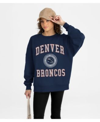 Women's Navy Denver Broncos Prime Play Oversized Premium Drop Shoulder Sweatshirt