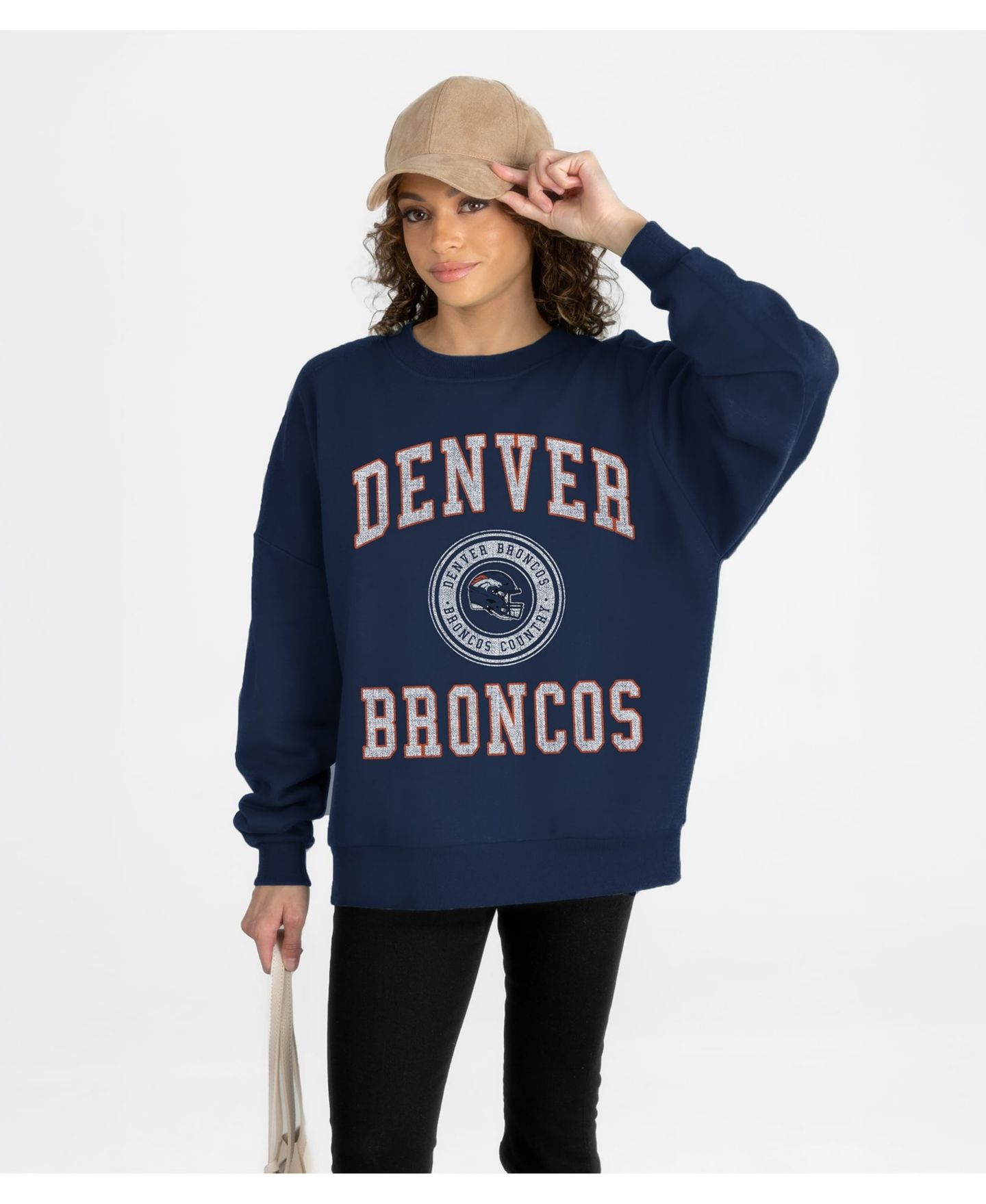 Женская толстовка Gameday Couture Navy Denver Broncos Prime Play Oversized Premium Drop Shoulder — фото 1